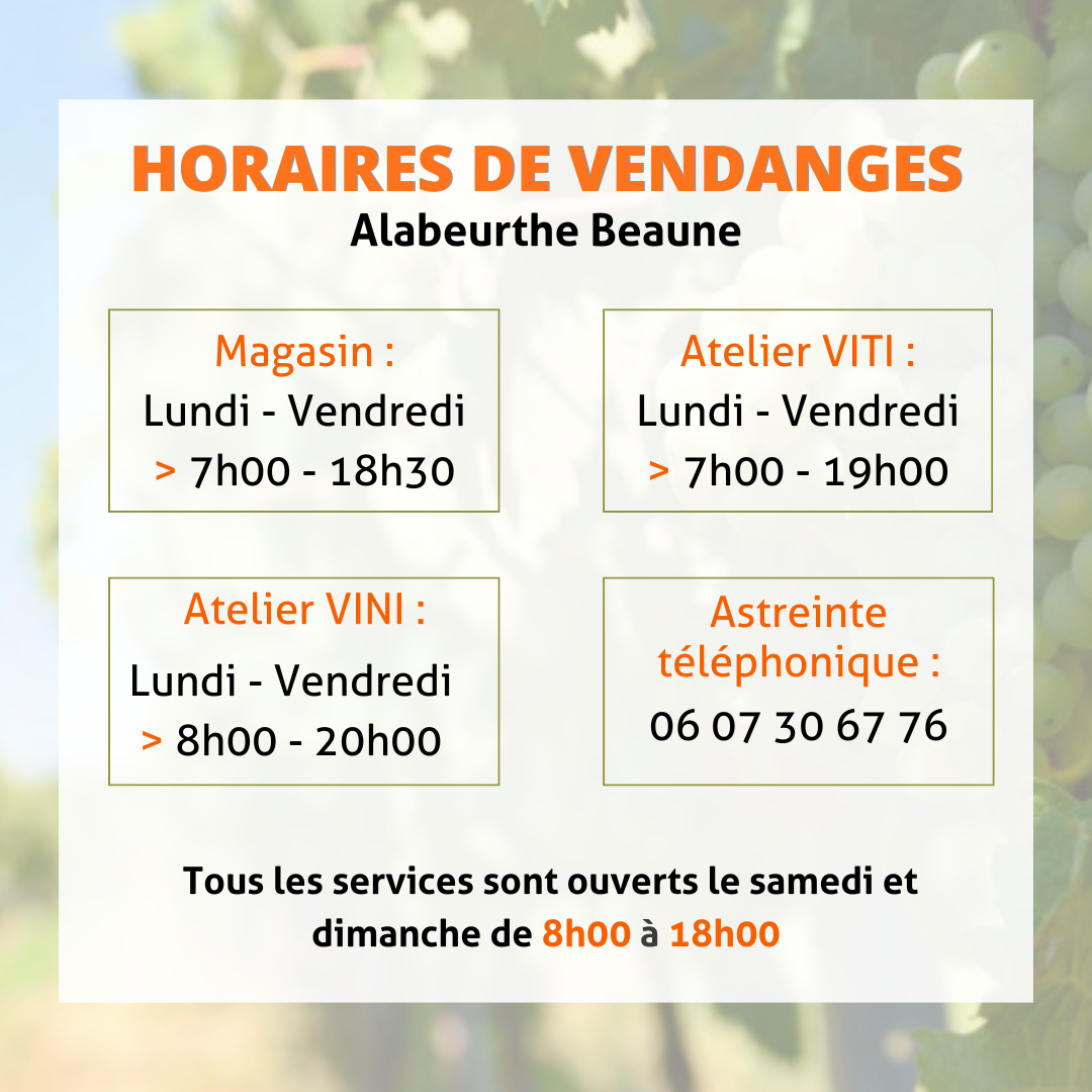 Horaires Vendanges