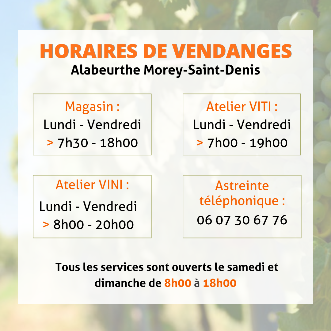 Horaires Vendanges