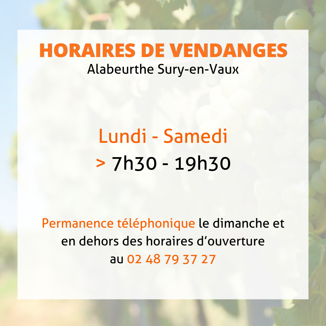 Horaires Vendanges