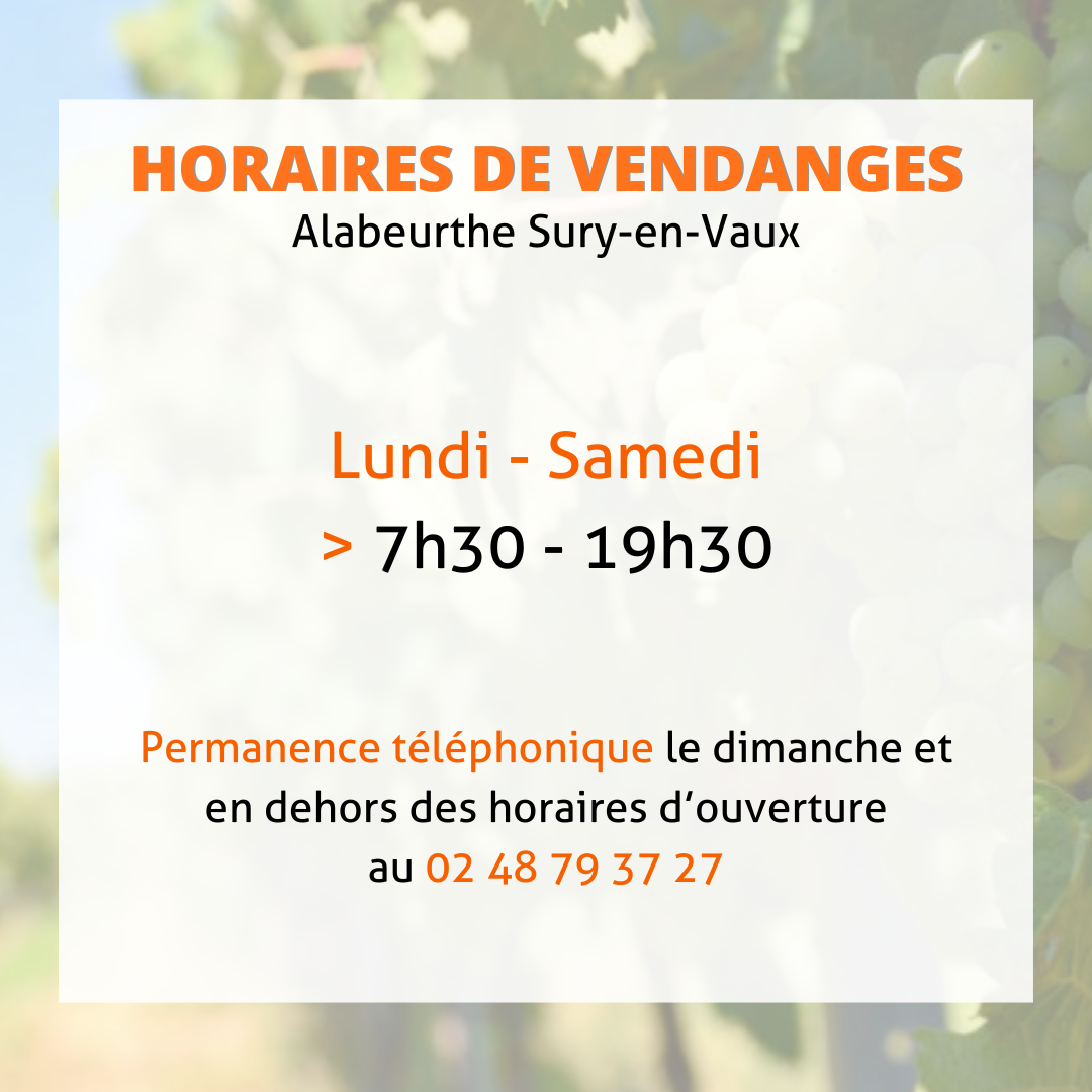 Horaires vendanges 18