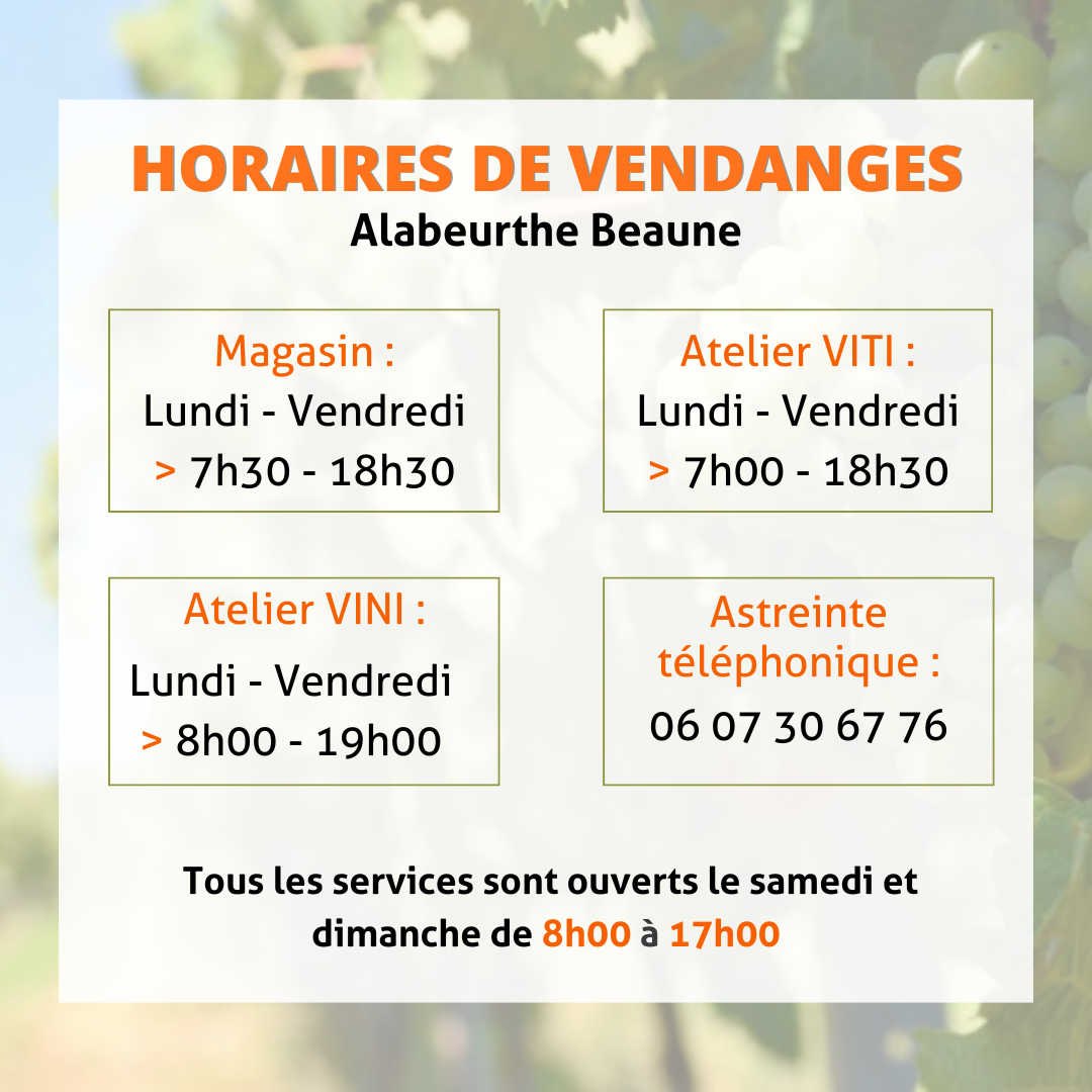 Horaires vendanges 21